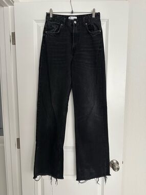 Zara Black High-Waist Wide Leg Jeans